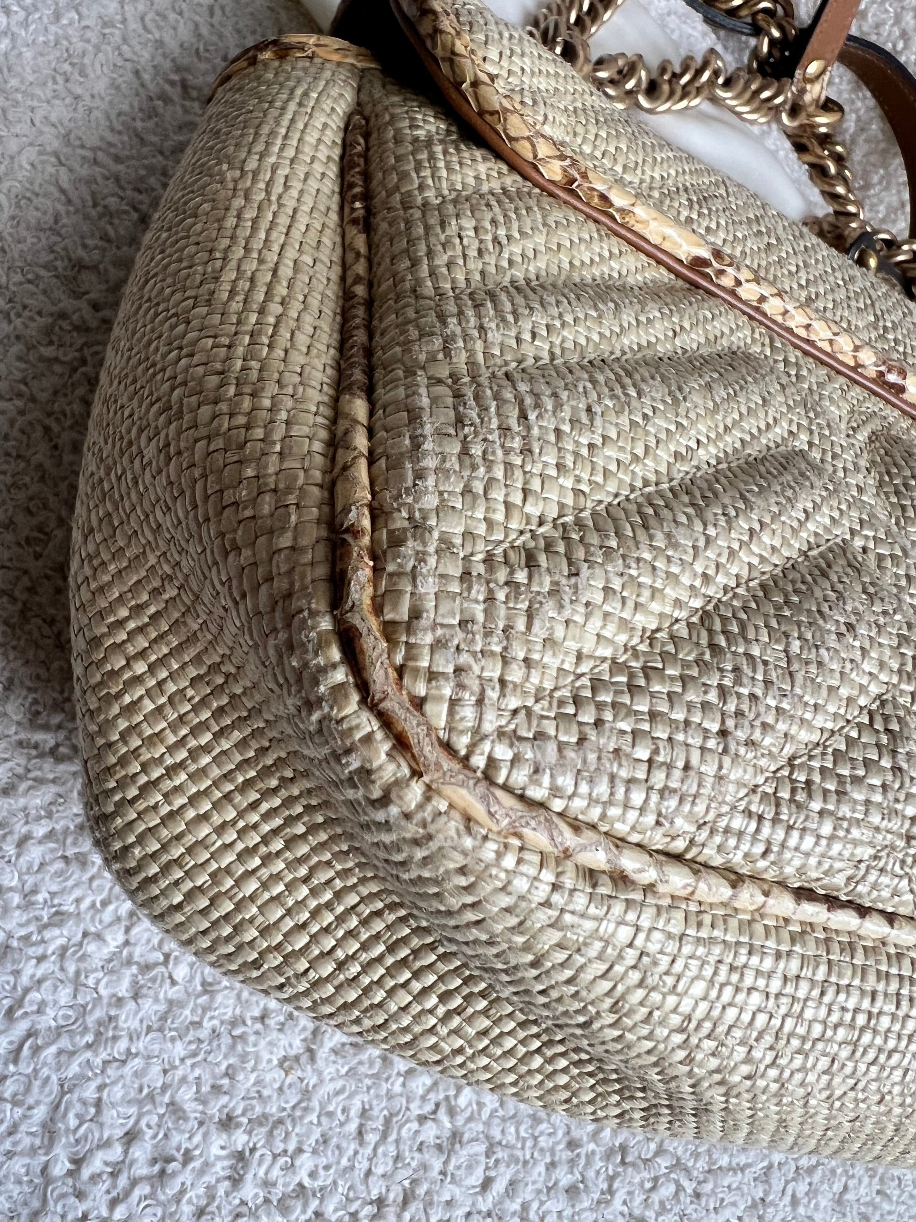 Gucci GG Beige Raffia Marmont Small Shoulder Bag (RRP £1,570)