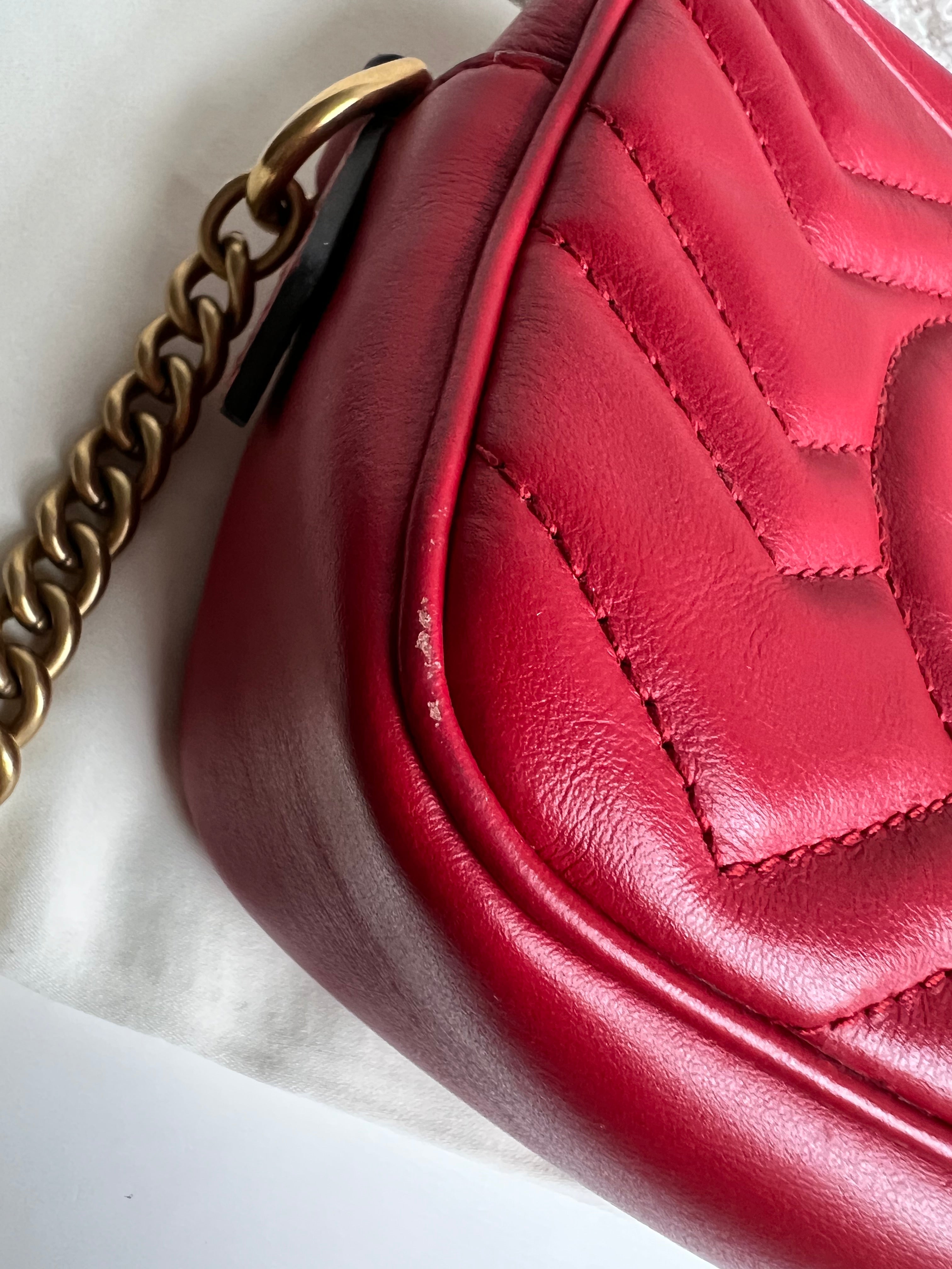 Gucci GG Hibiscus Red Marmont Mini Shoulder Bag (RRP £1360)