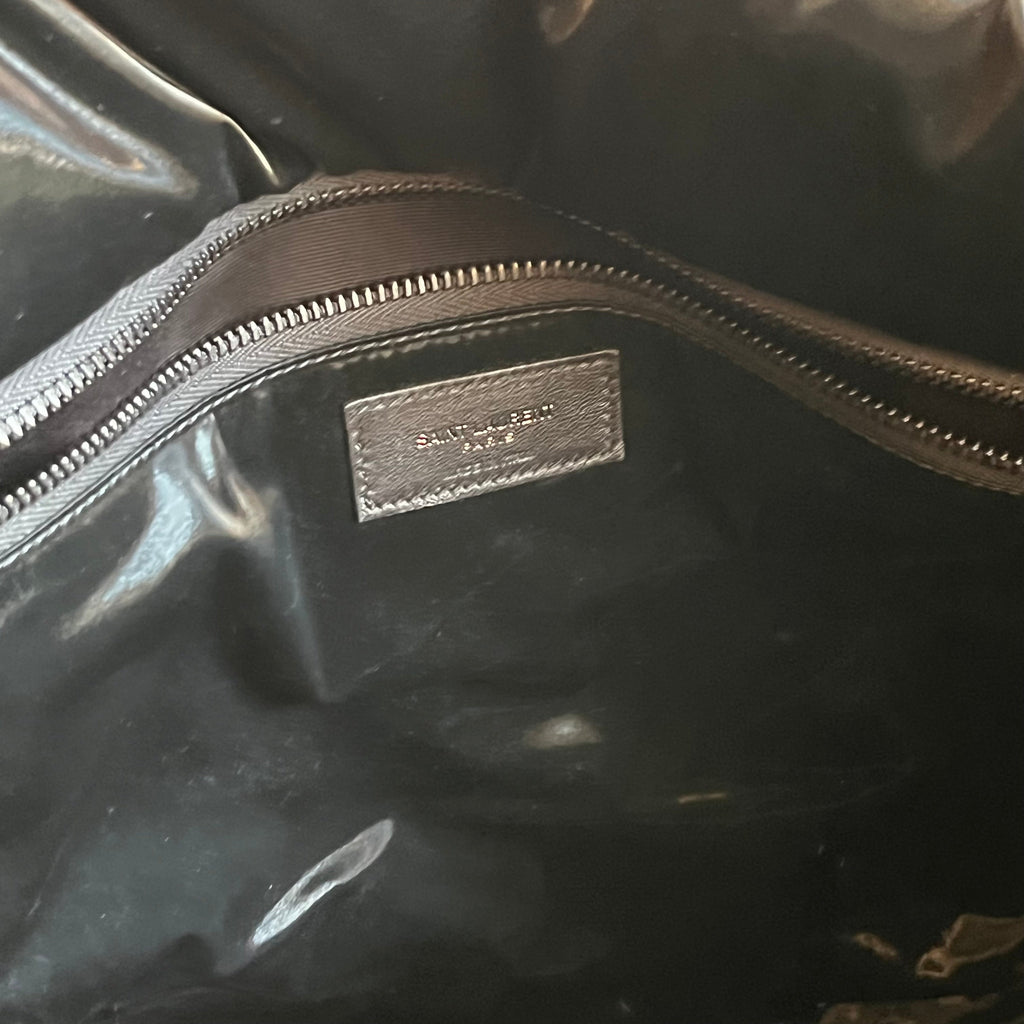 SAINT LAURENT Maxi Shopping Black Silktech Tote