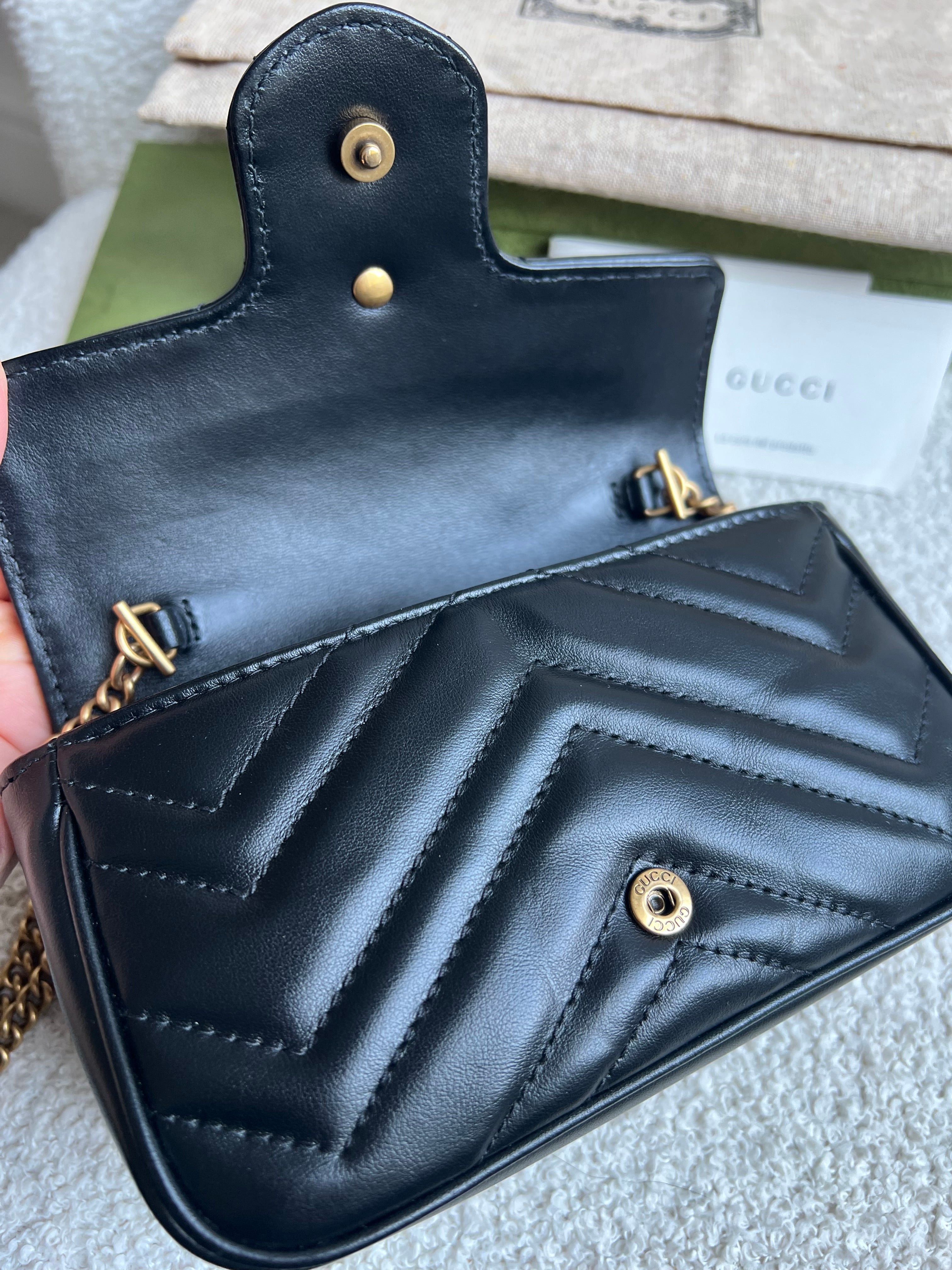 Gucci GG Black Marmont Super Mini Shoulder Bag (RRP £985)