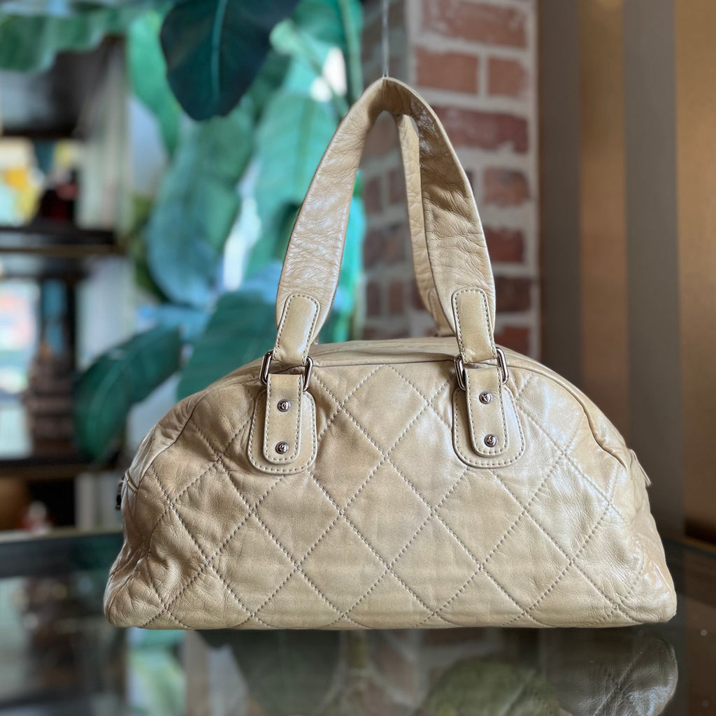 CHANEL Cloudy Bundle Beige Leather Bowler Bag