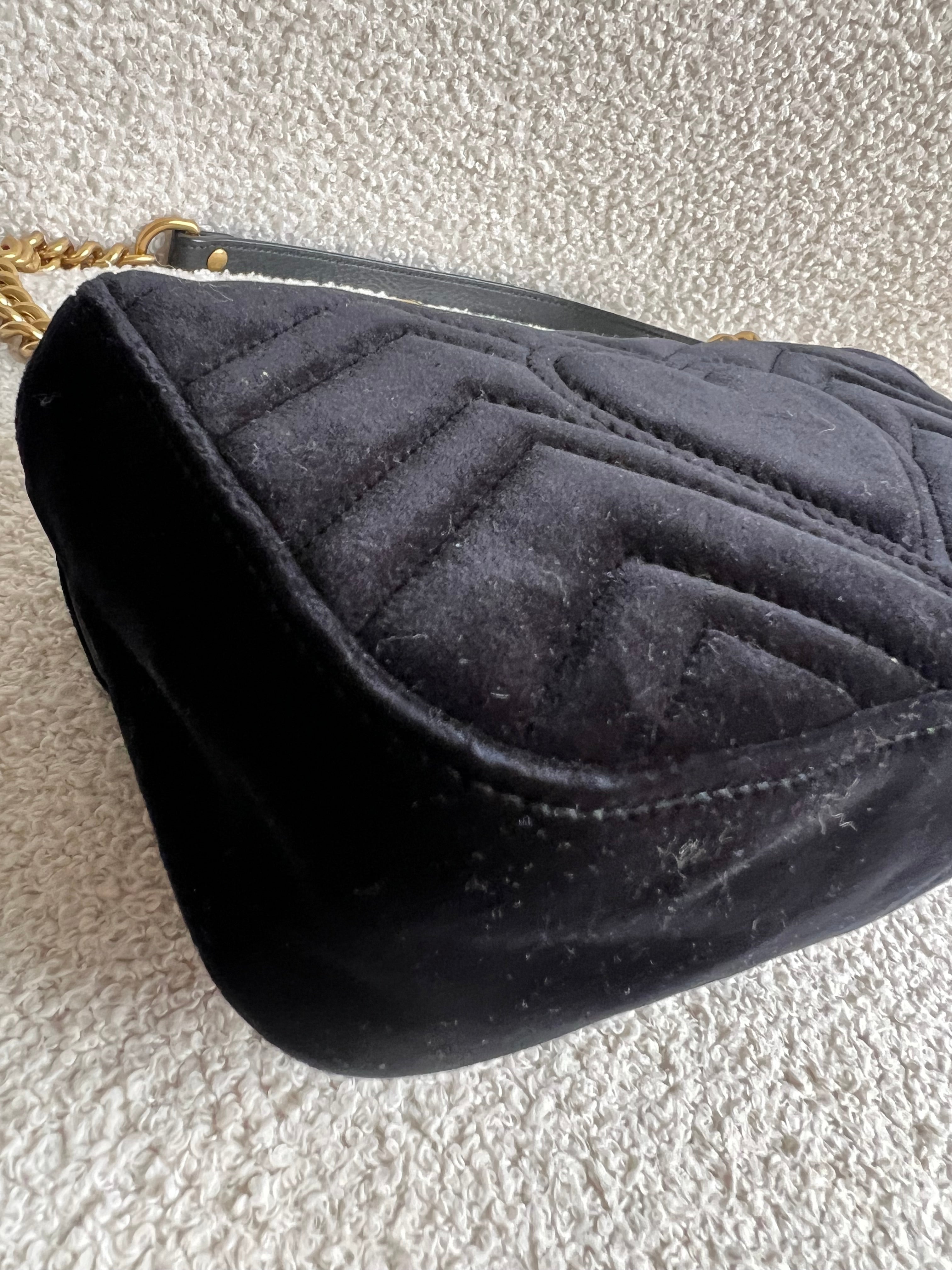 Gucci GG Black Velvet Marmont Mini Shoulder Bag (RRP £1395)