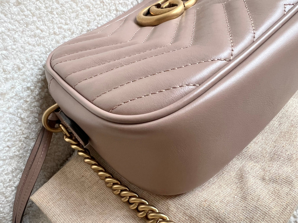 Gucci GG Marmont Porcelain Rose Small Shoulder Bag (RRP £1440)