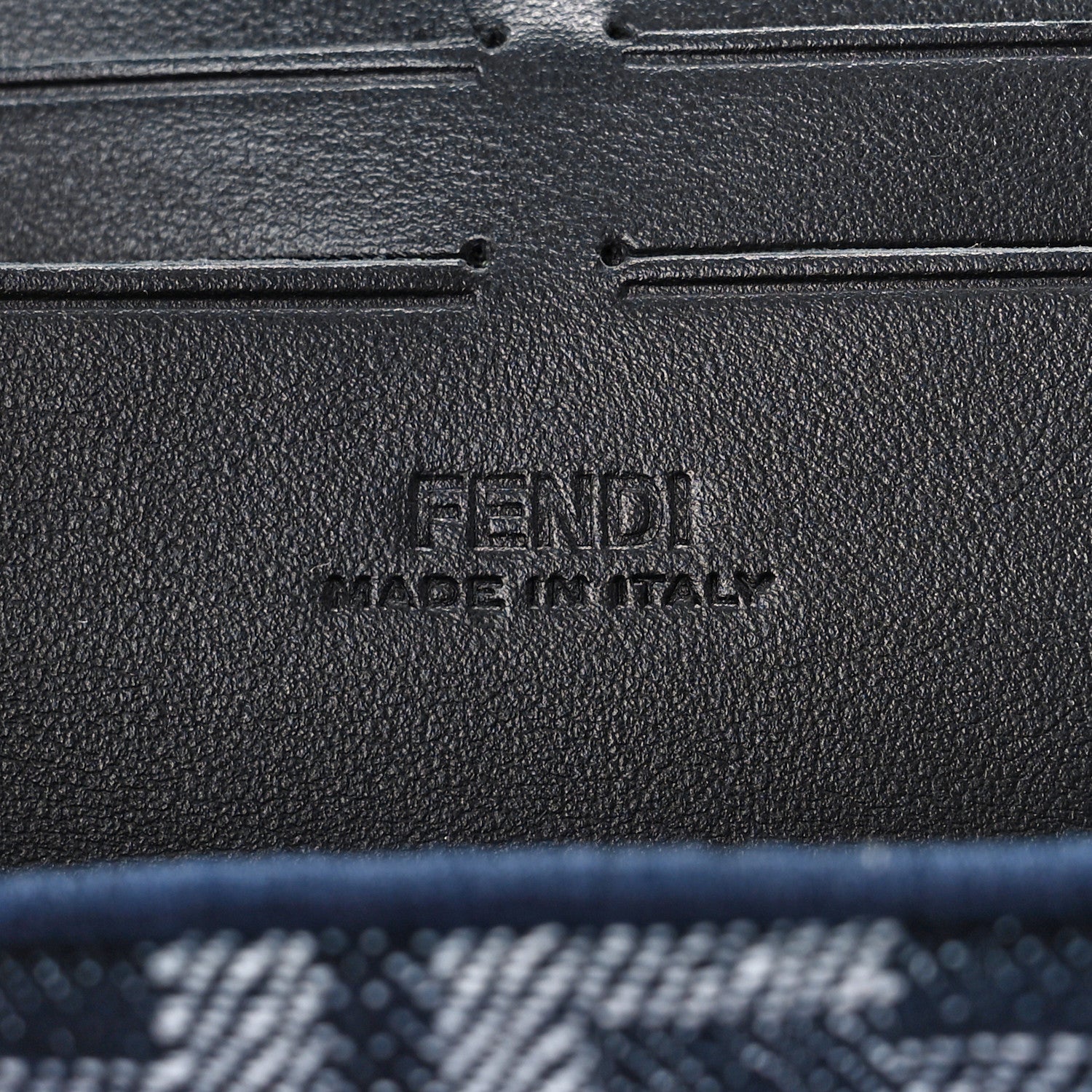 FENDI FF BLUE JACQUARD AND LEATHER SOFT TRUNK BAGUETTE BAG