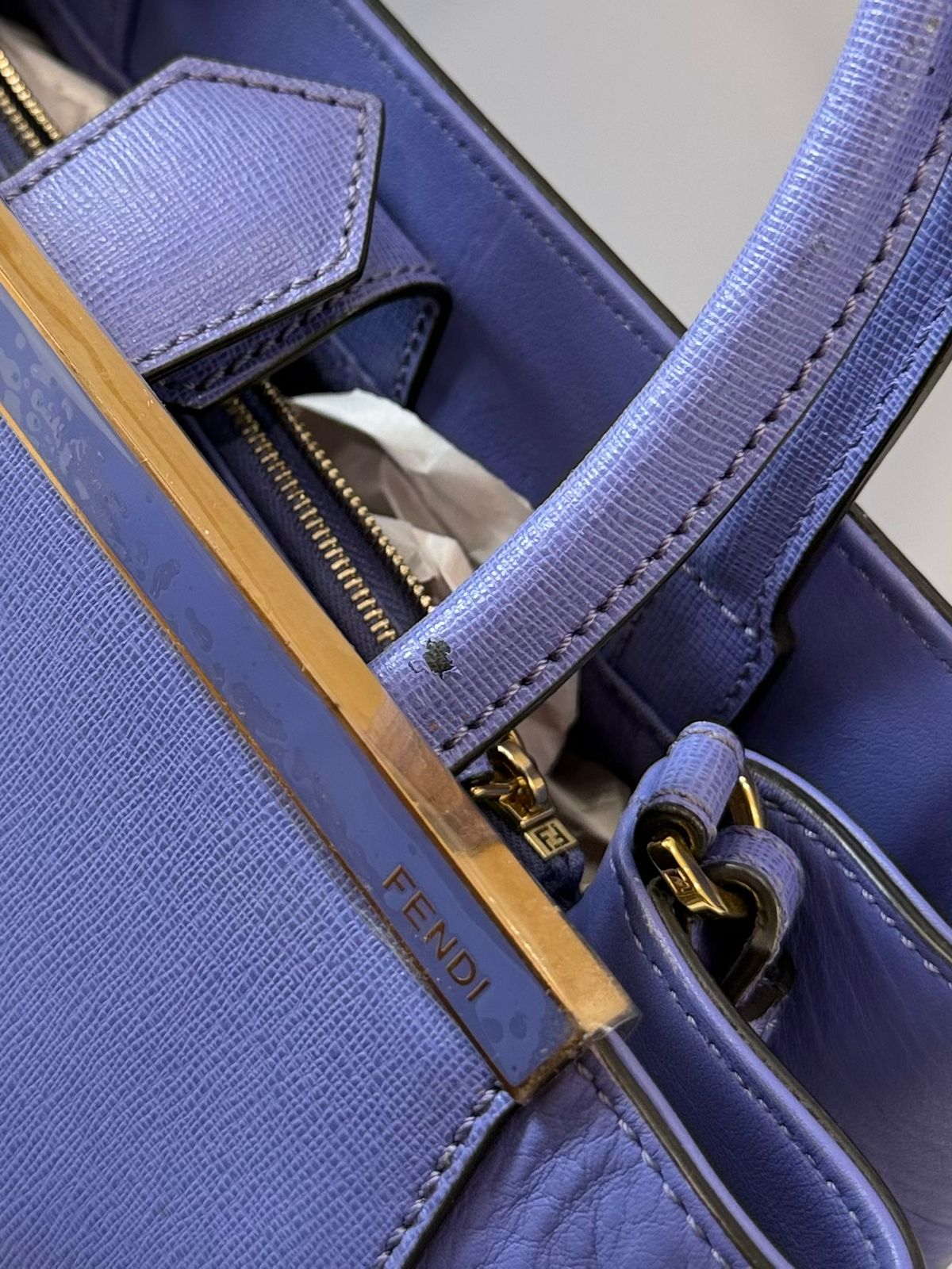 FENDI PETITE SAC 2JOURS ELITE SAFFIANO LEATHER TOTE BAG