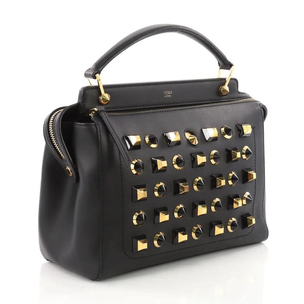 FENDI STUDDED DOTCOM TWO WAY LEATHER BAG