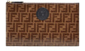 FENDI FF LOGO ZUCCA COATED CANVAS & LEATHER POUCH