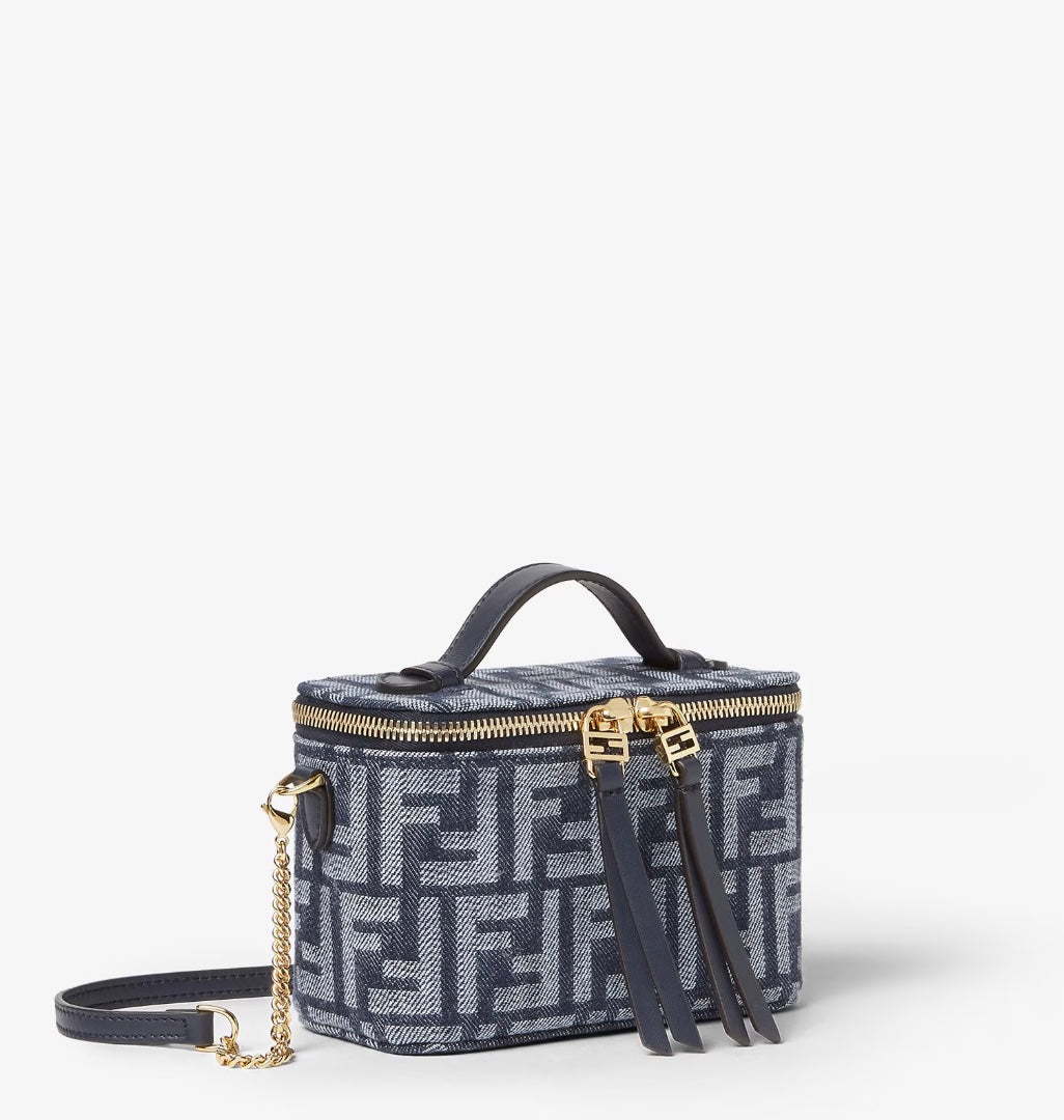 FENDI VANITY BLUE DENIM FF JACQUARD MINI BAG