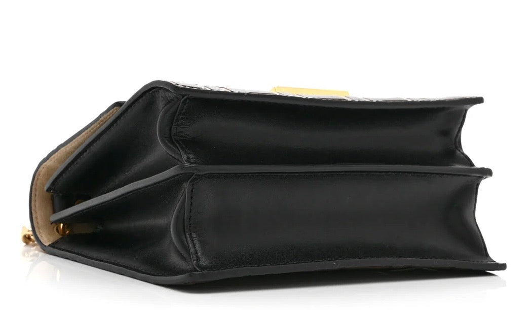 FENDI FF EMBOSSED LAMBSKIN LEATHER SMALL KAN U BAG