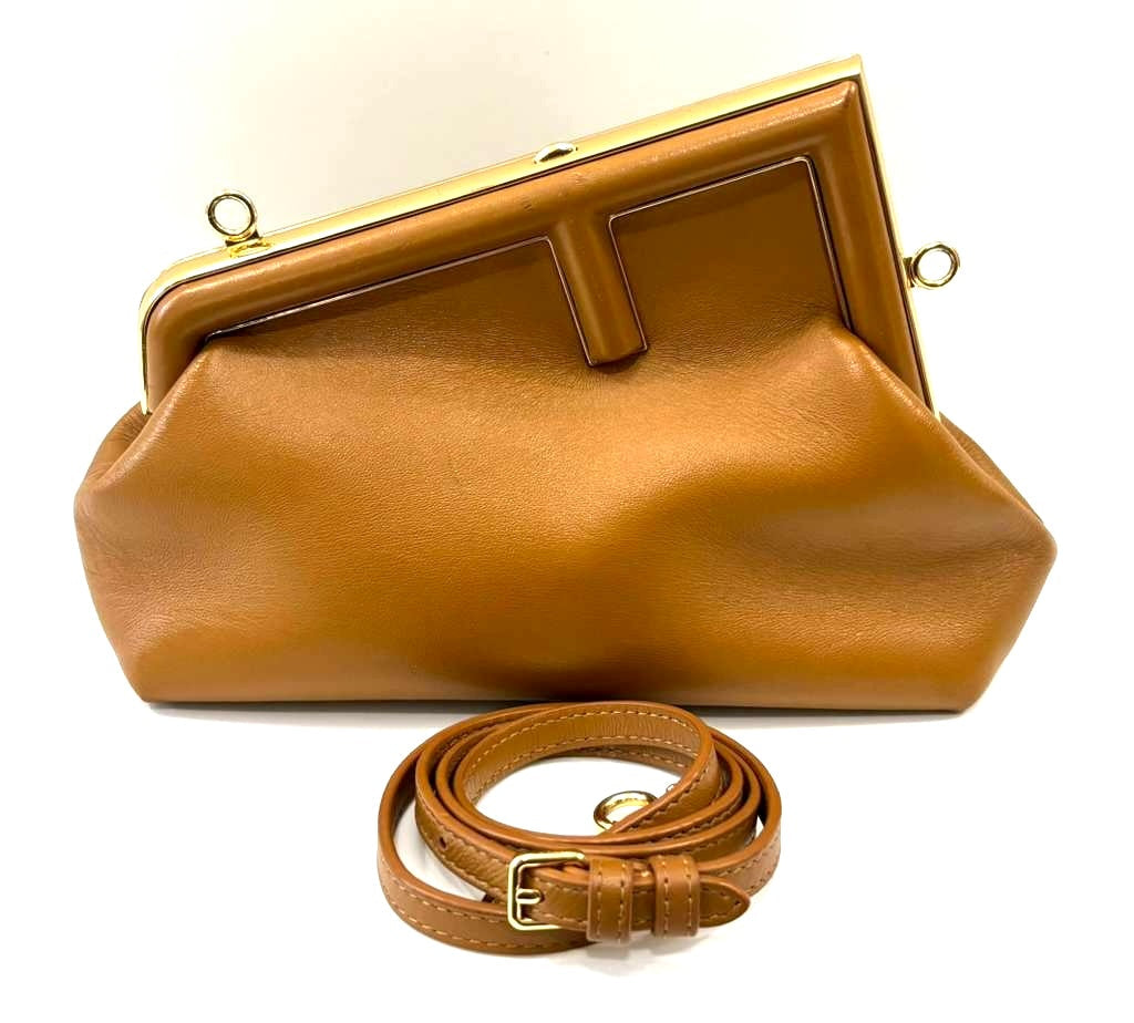 FENDI FENDI FIRST SMALL NAPPA LEATHER BAG IN CARAMELLO