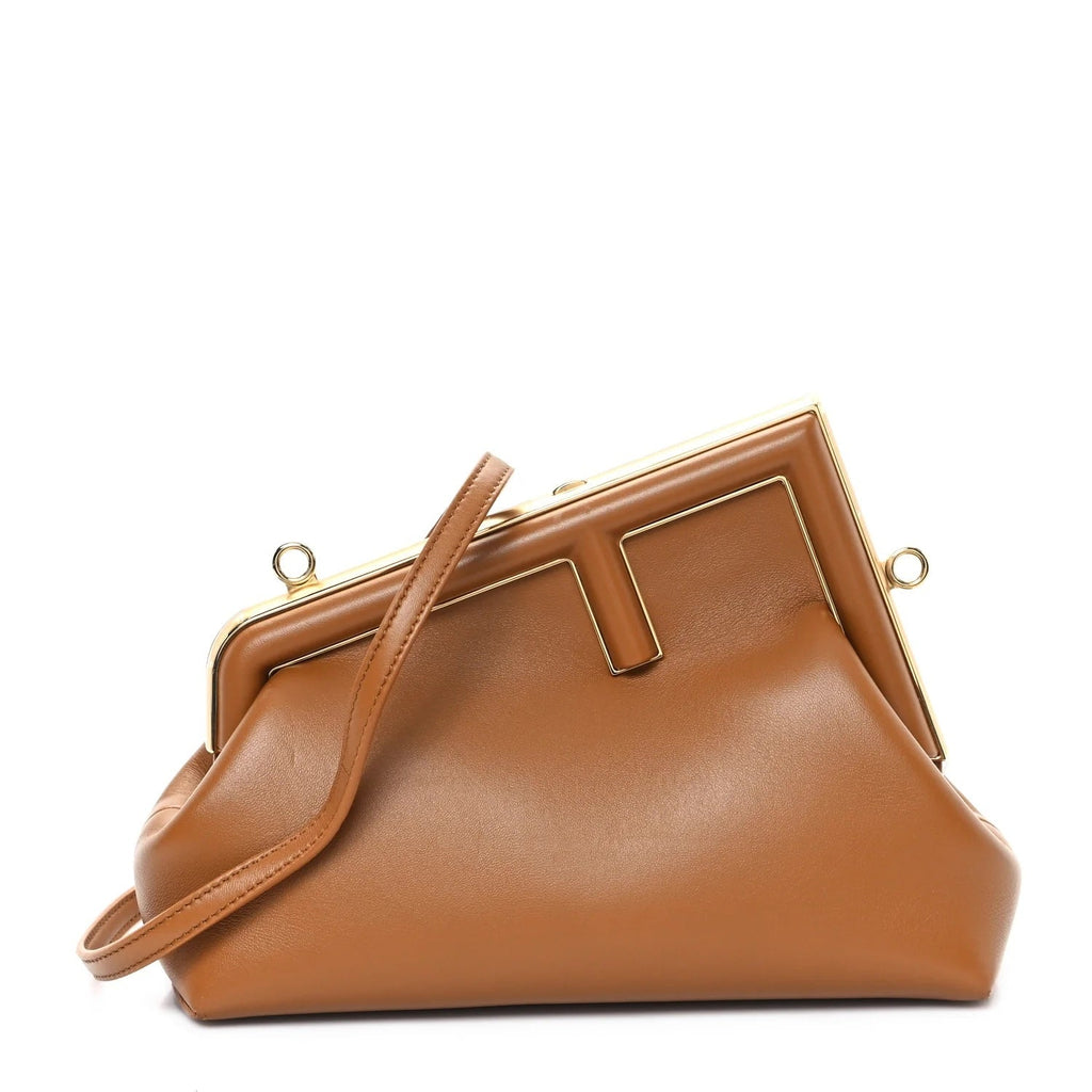 FENDI FENDI FIRST SMALL NAPPA LEATHER BAG IN CARAMELLO