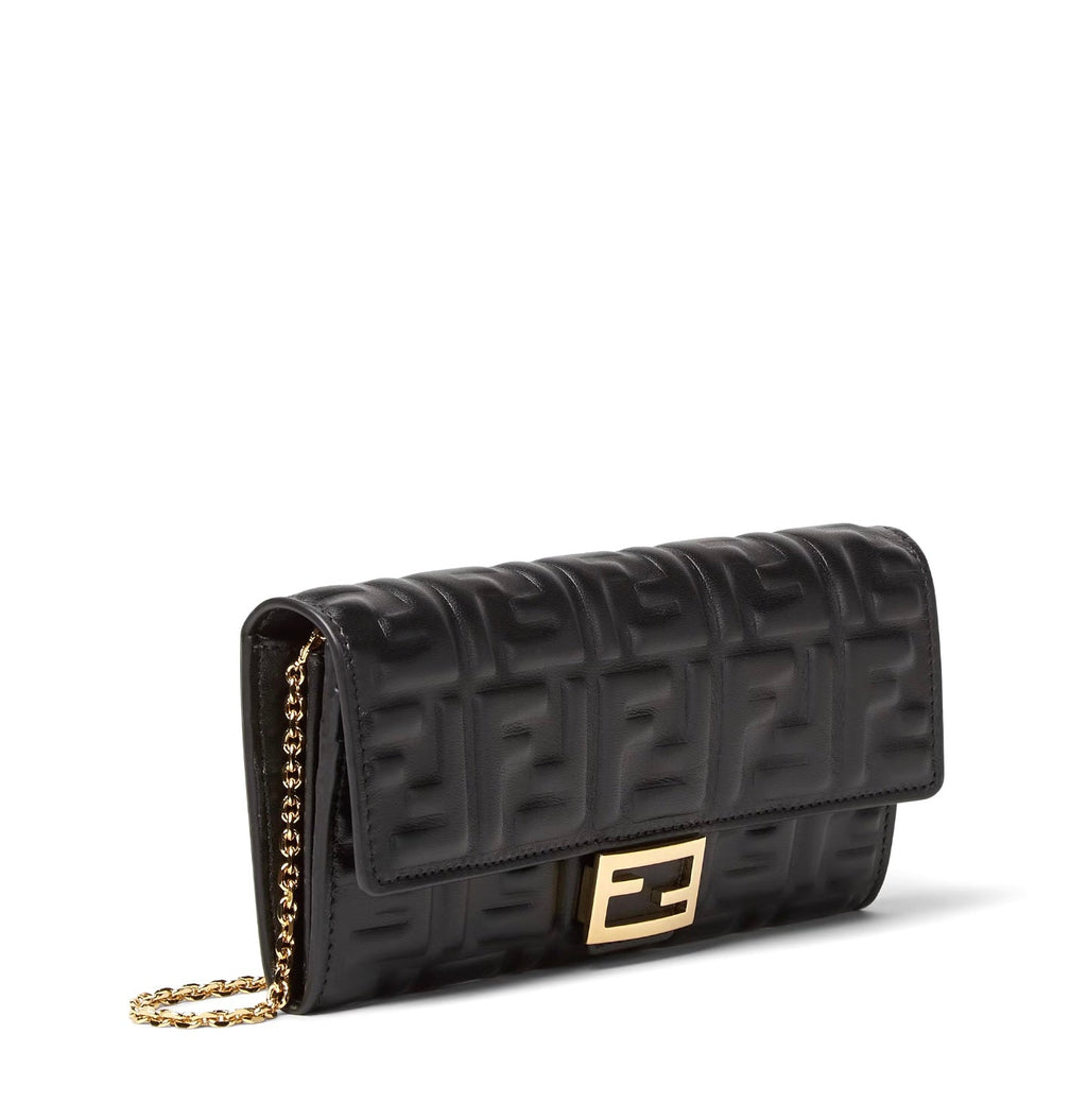 FENDI BAGUETTE NAPPA LEATHER CONTINENTAL WALLET ON CHAIN