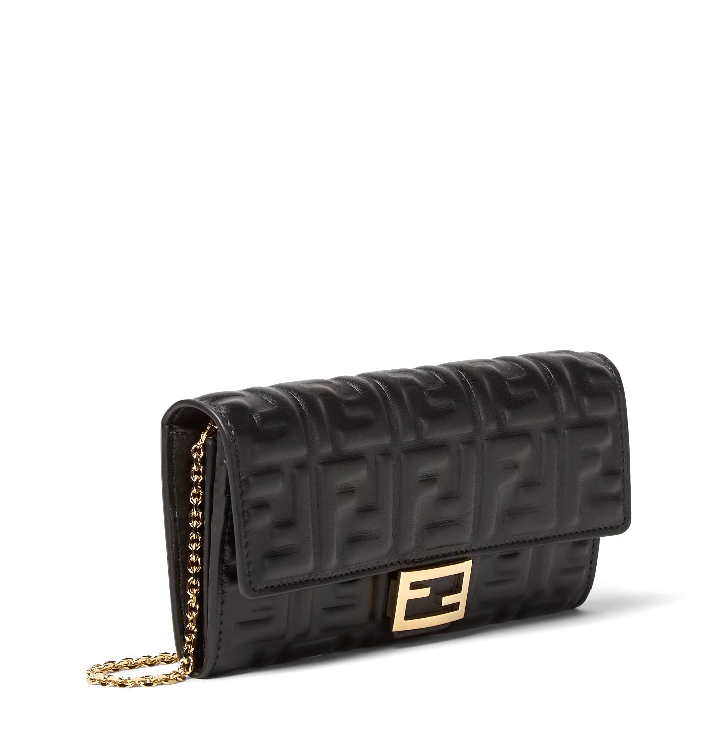 FENDI BAGUETTE NAPPA LEATHER CONTINENTAL WALLET ON CHAIN