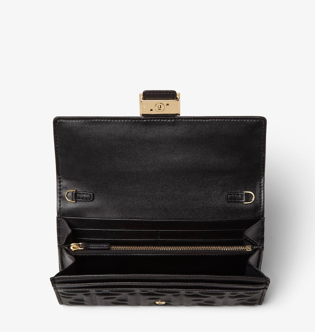 FENDI BAGUETTE NAPPA LEATHER CONTINENTAL WALLET ON CHAIN