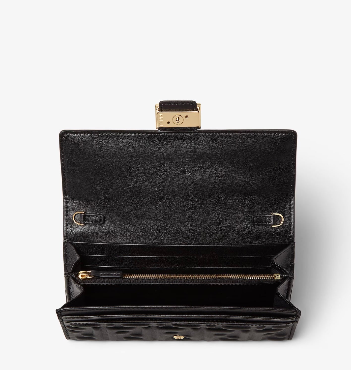FENDI BAGUETTE NAPPA LEATHER CONTINENTAL WALLET ON CHAIN