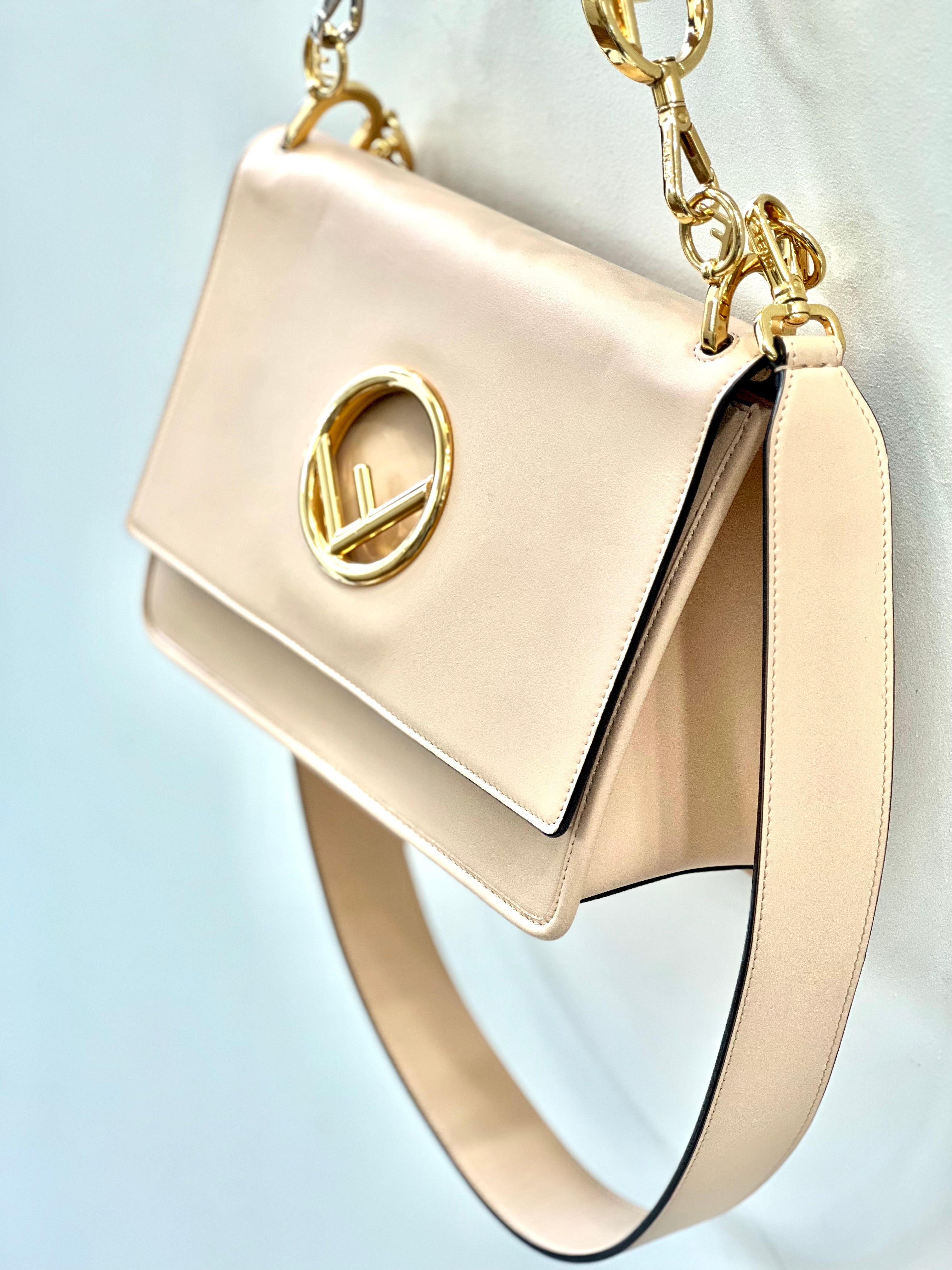 FENDI KAN I SMALL CALFSKIN LEATHER SHOULDER BAG