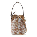 FENDI MINI MON TRESOR RAFFIA & LEATHER BUCKET BAG