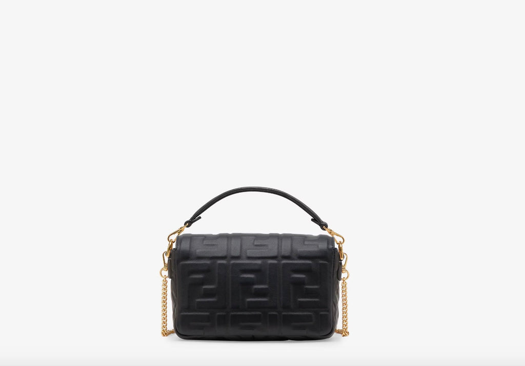 FENDI FF 1974 EMBOSSED NAPPA LEATHER MINI BAGUETTE BAG