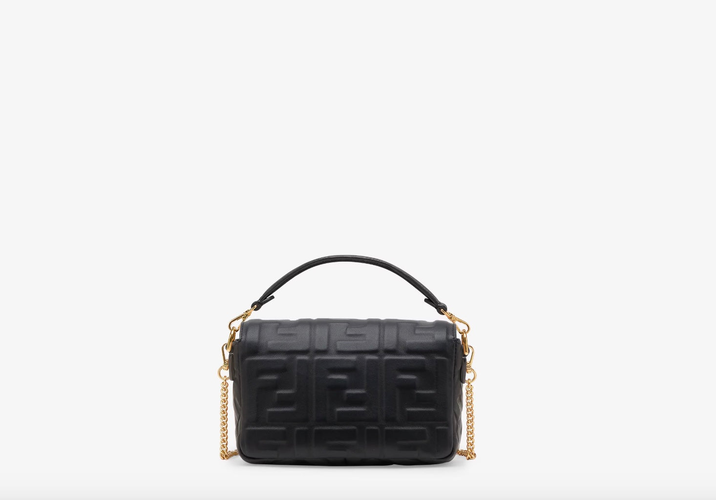 FENDI FF 1974 EMBOSSED NAPPA LEATHER MINI BAGUETTE BAG