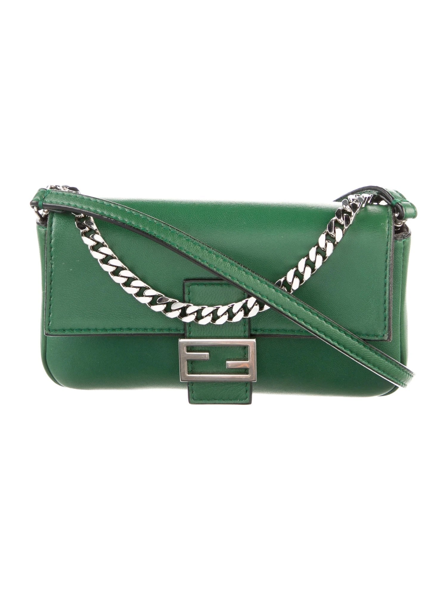 FENDI NAPPA LEATHER MICRO BAGUETTE SHOULDER BAG