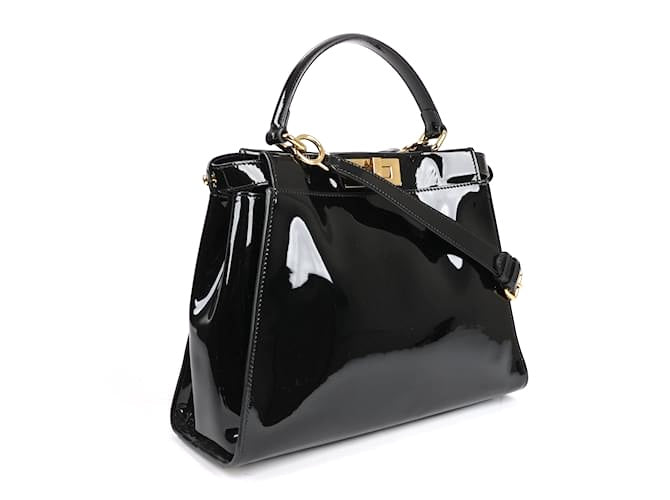 FENDI PATENT LEATHER PEEKABOO MINI TOTE BAG