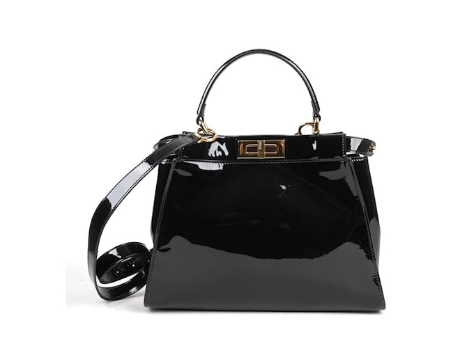 FENDI PATENT LEATHER PEEKABOO MINI TOTE BAG