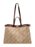FENDI PEEKABOO X FF LITE ZUCCA CANVAS & LEATHER MEDIUM TOTE BAG