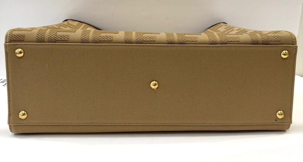 FENDI PEEKABOO X FF LITE ZUCCA CANVAS & LEATHER MEDIUM TOTE BAG