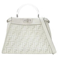FENDI PEEKABOO FF ZUCCA CLEAR PVC CALFSKIN LEATHER SHOULDER BAG