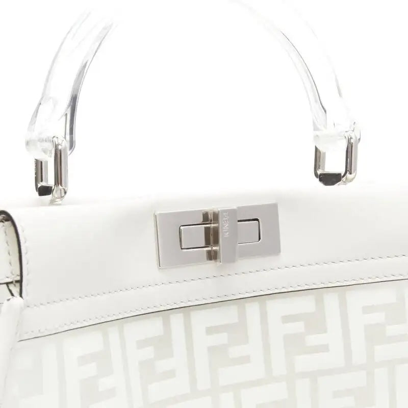 FENDI PEEKABOO FF ZUCCA CLEAR PVC CALFSKIN LEATHER SHOULDER BAG