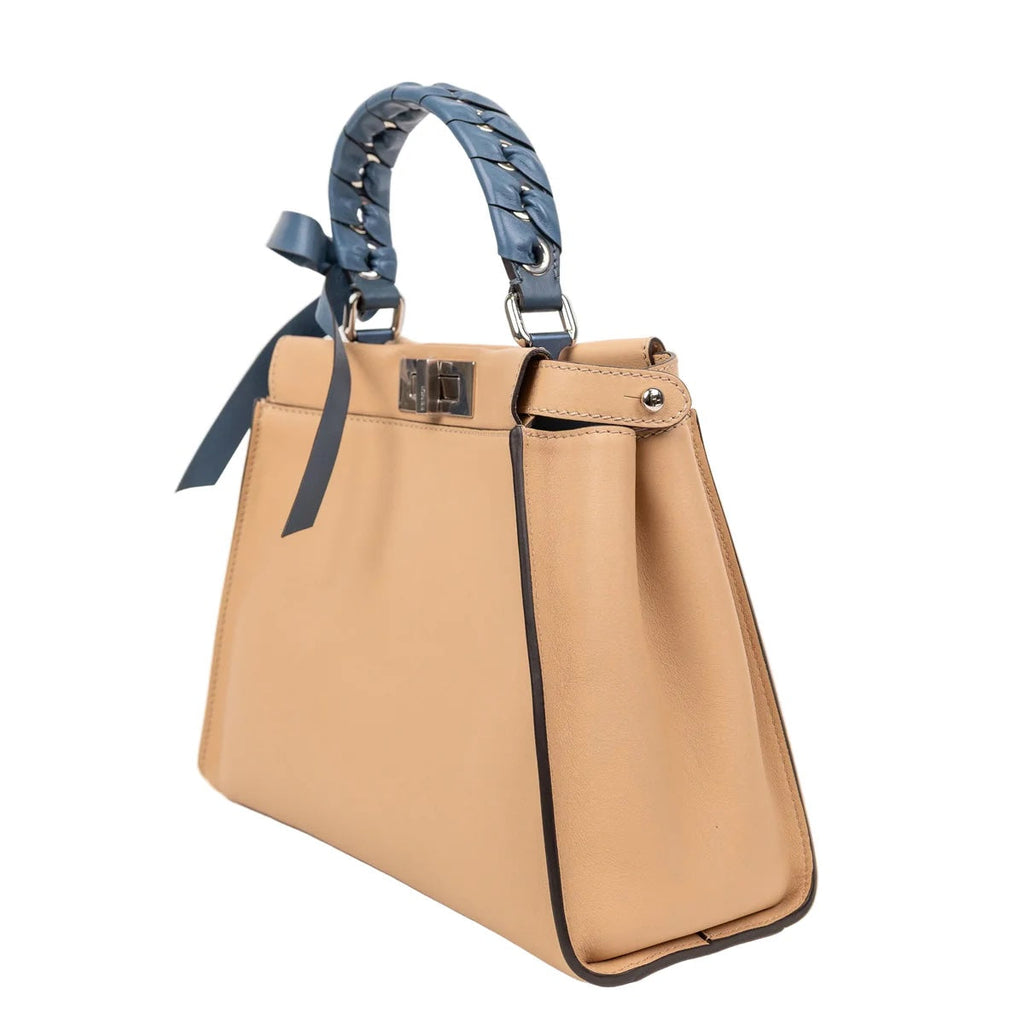 FENDI PEEKABOO RIBBON SATCHEL CUOIO CALFSKIN LEATHER BAG