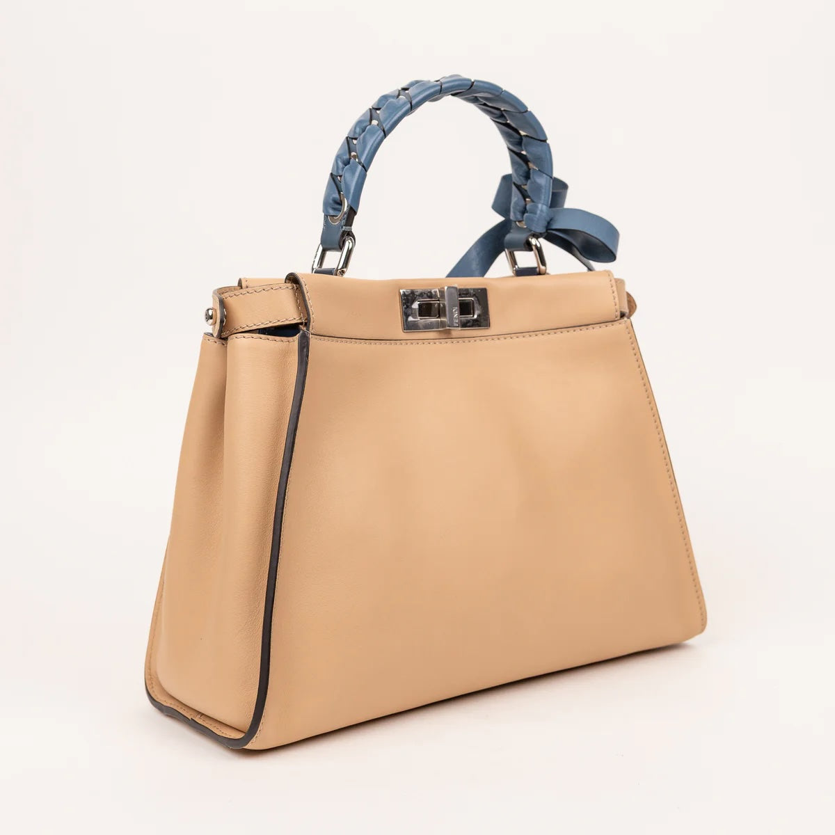 FENDI PEEKABOO RIBBON SATCHEL CUOIO CALFSKIN LEATHER BAG