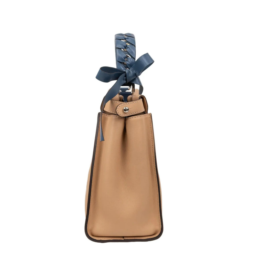 FENDI PEEKABOO RIBBON SATCHEL CUOIO CALFSKIN LEATHER BAG