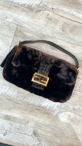 FENDI RABBIT FUR BAGUETTE HANDBAG