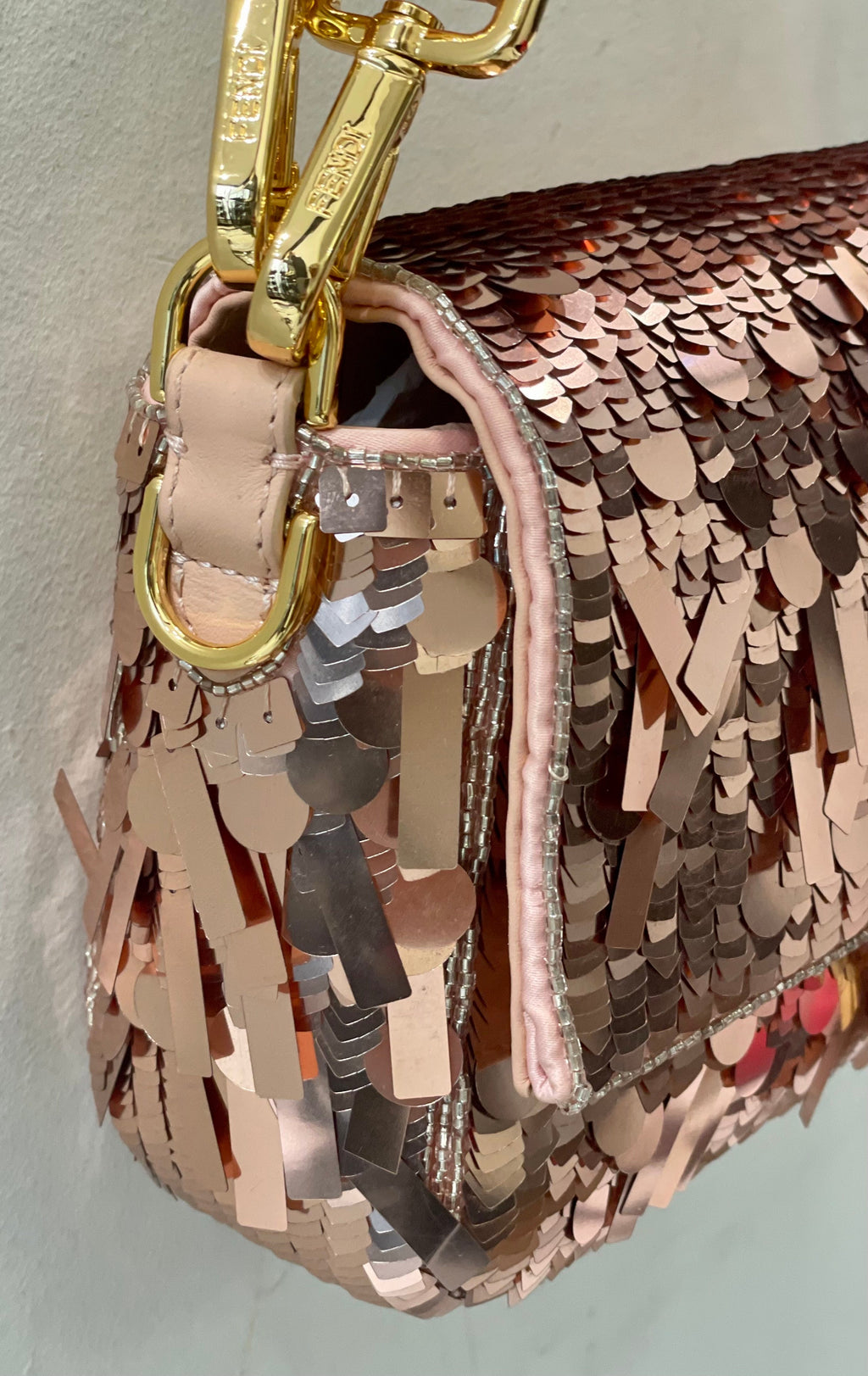 FENDI SEQUIN BAGUETTE SHOULDER BAG