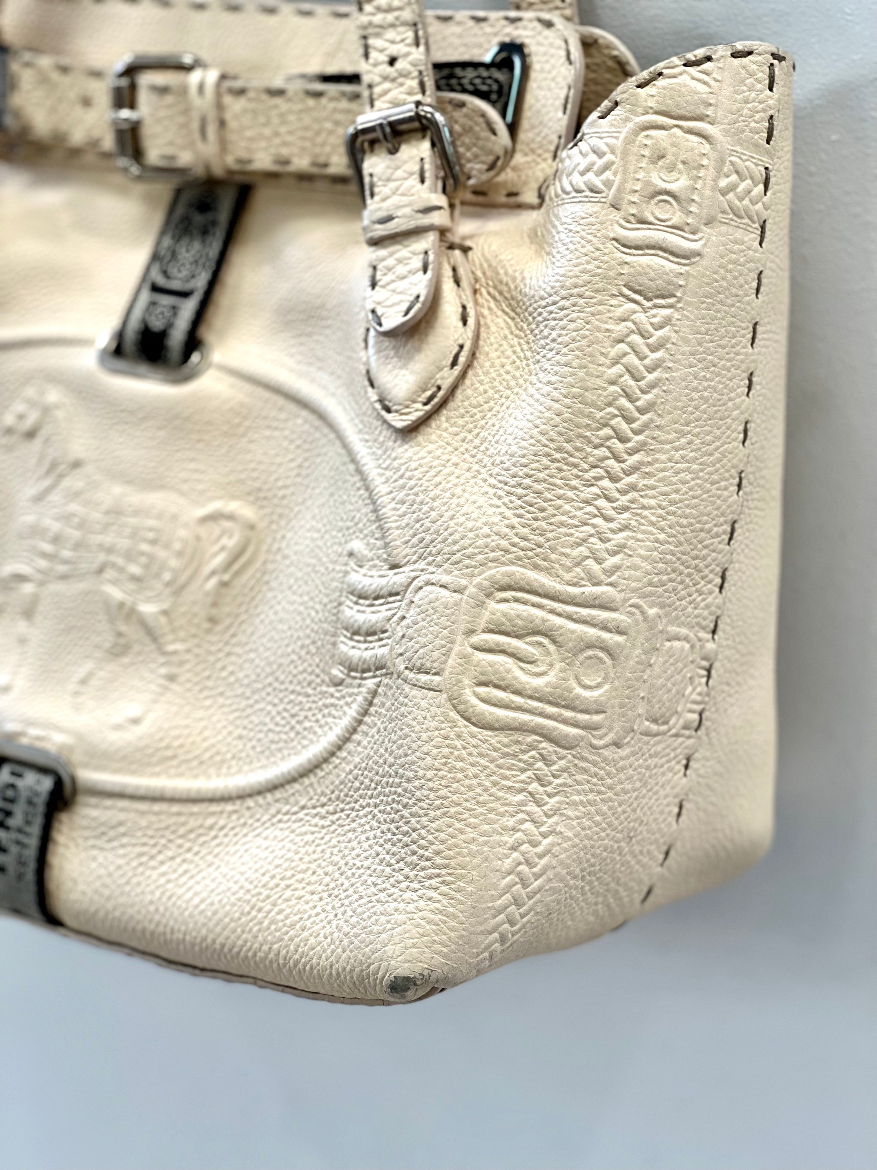 FENDI BORGHESE VILLA SELLERIA LEATHER TOTE BAG