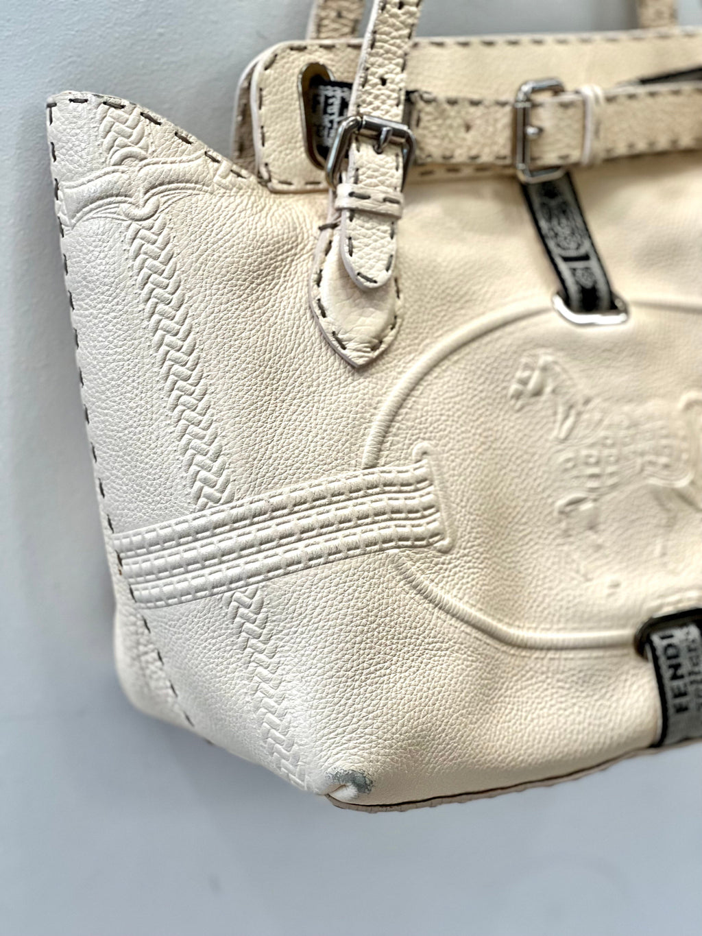 FENDI BORGHESE VILLA SELLERIA LEATHER TOTE BAG