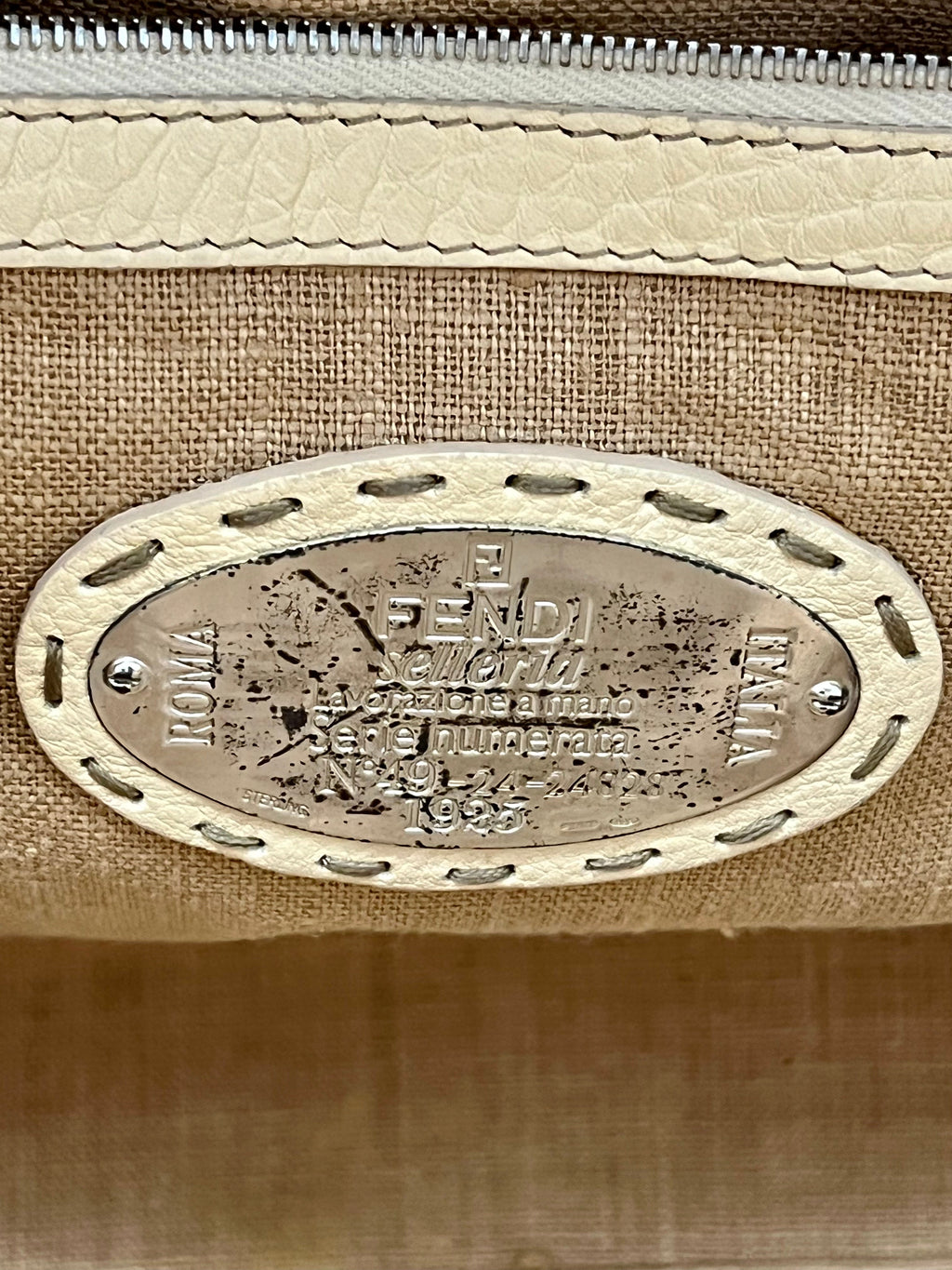 FENDI BORGHESE VILLA SELLERIA LEATHER TOTE BAG