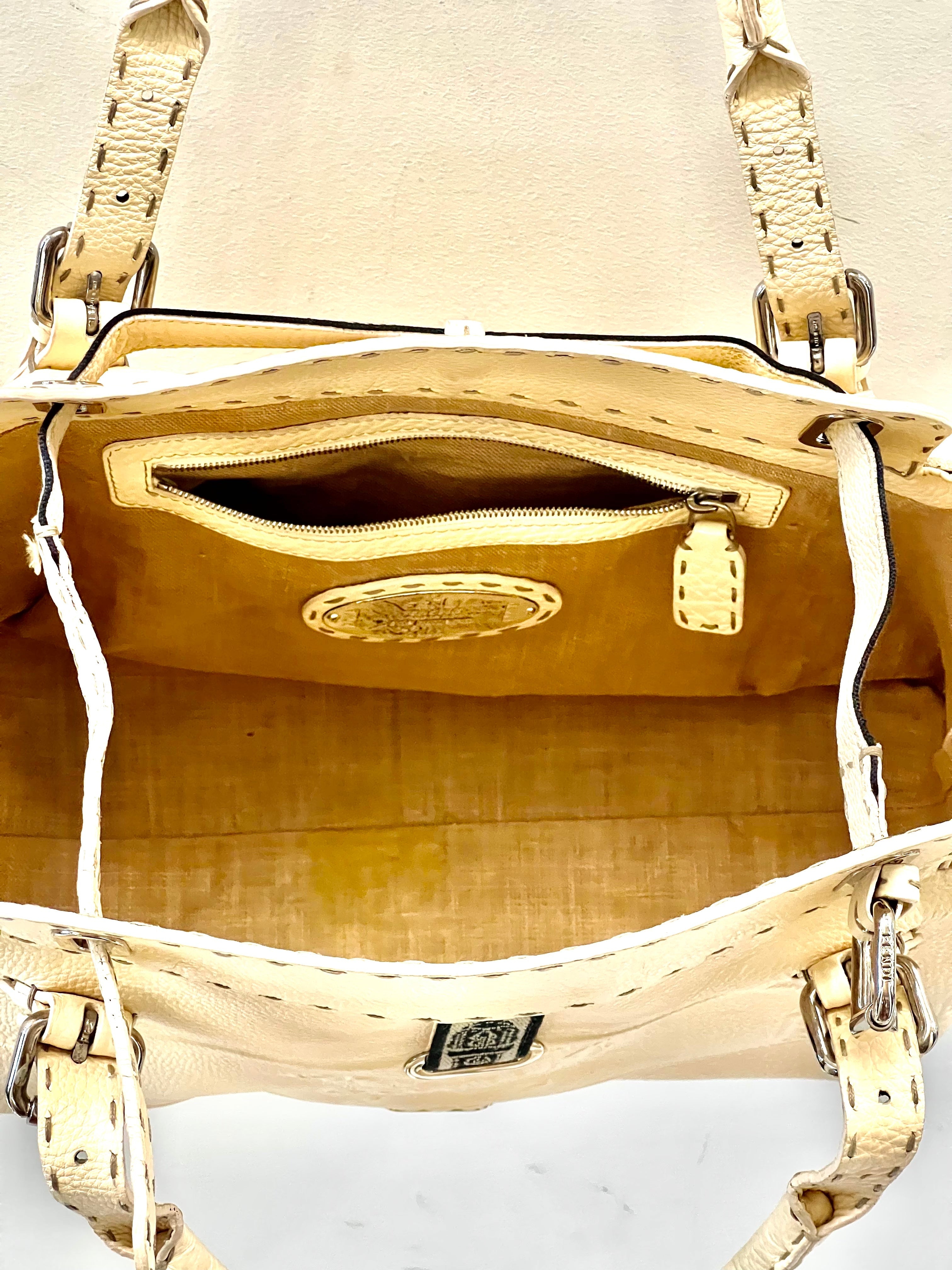 FENDI BORGHESE VILLA SELLERIA LEATHER TOTE BAG