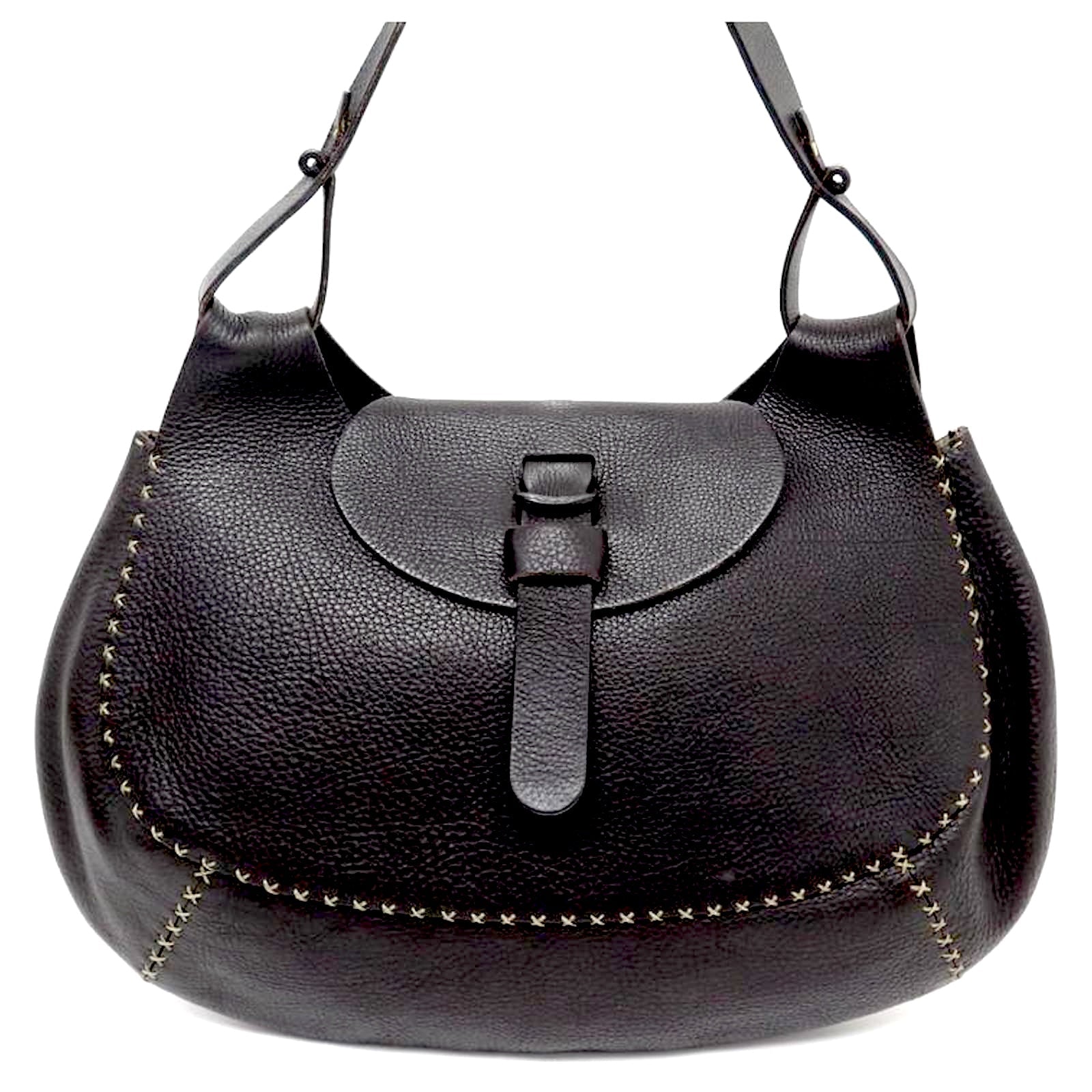 FENDI VINTAGE SELLERIA CALFSKIN LEATHER SHOULDER BAG