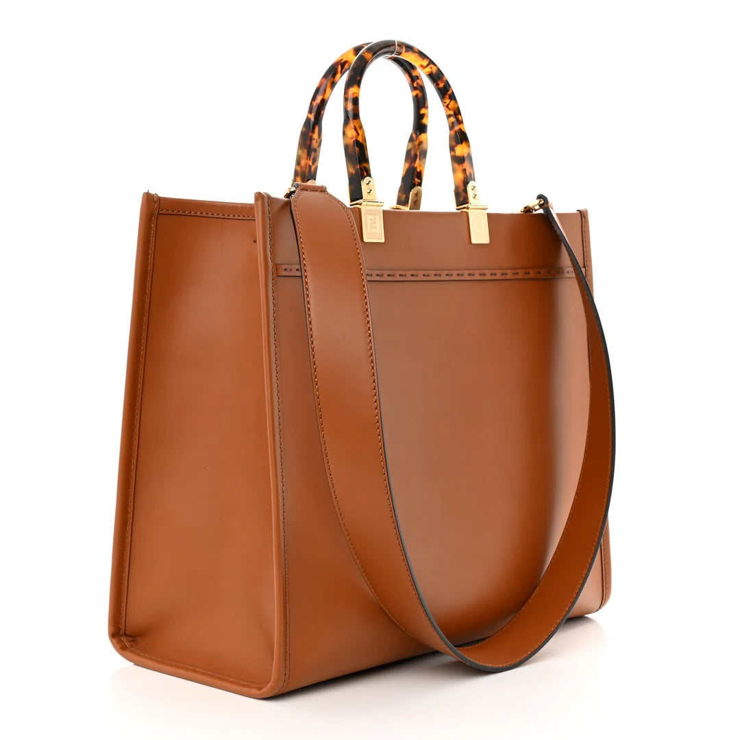 FENDI SUNSHINE CALFSKIN LEATHER MEDIUM TOTE BAG