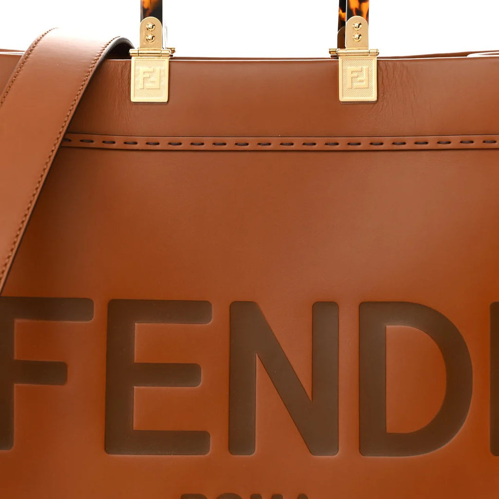FENDI SUNSHINE CALFSKIN LEATHER MEDIUM TOTE BAG