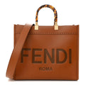 FENDI SUNSHINE CALFSKIN LEATHER MEDIUM TOTE BAG