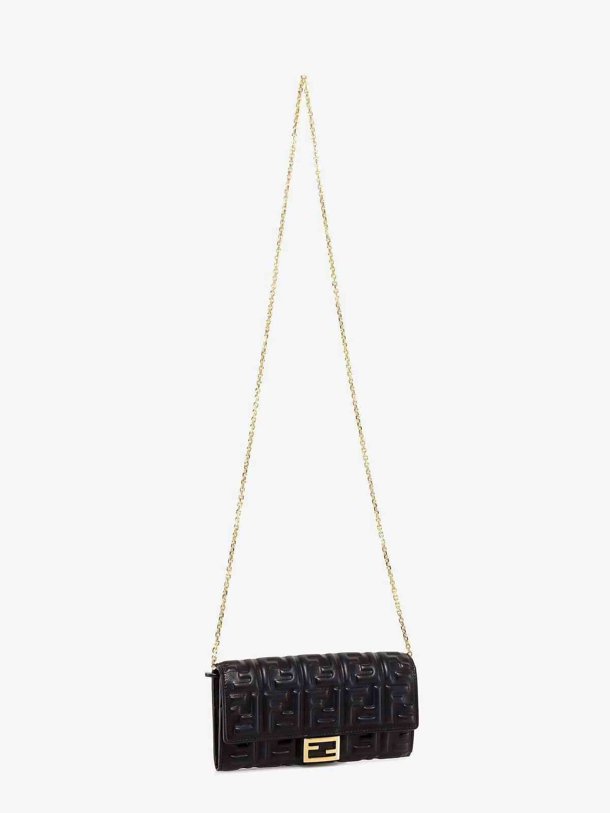 FENDI BAGUETTE NAPPA LEATHER CONTINENTAL WALLET ON CHAIN