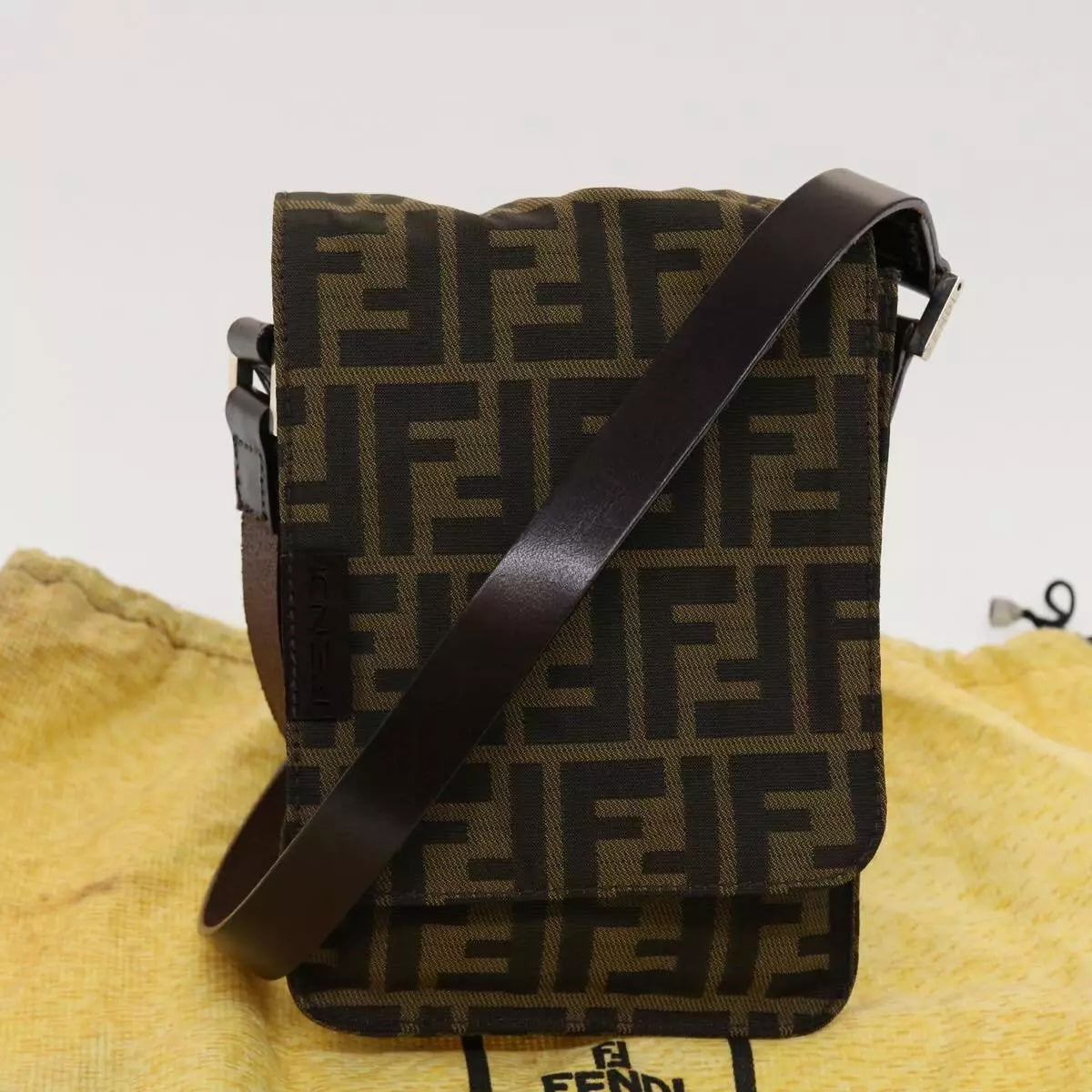 FENDI FF ZUCCA CANVAS MINI MESSENGER BAG