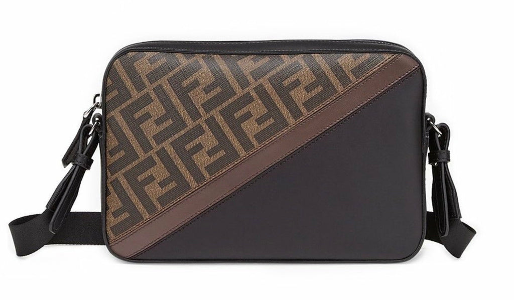 FENDI ZUCCA COATED CANVAS & LEATHER CAMERA BAG