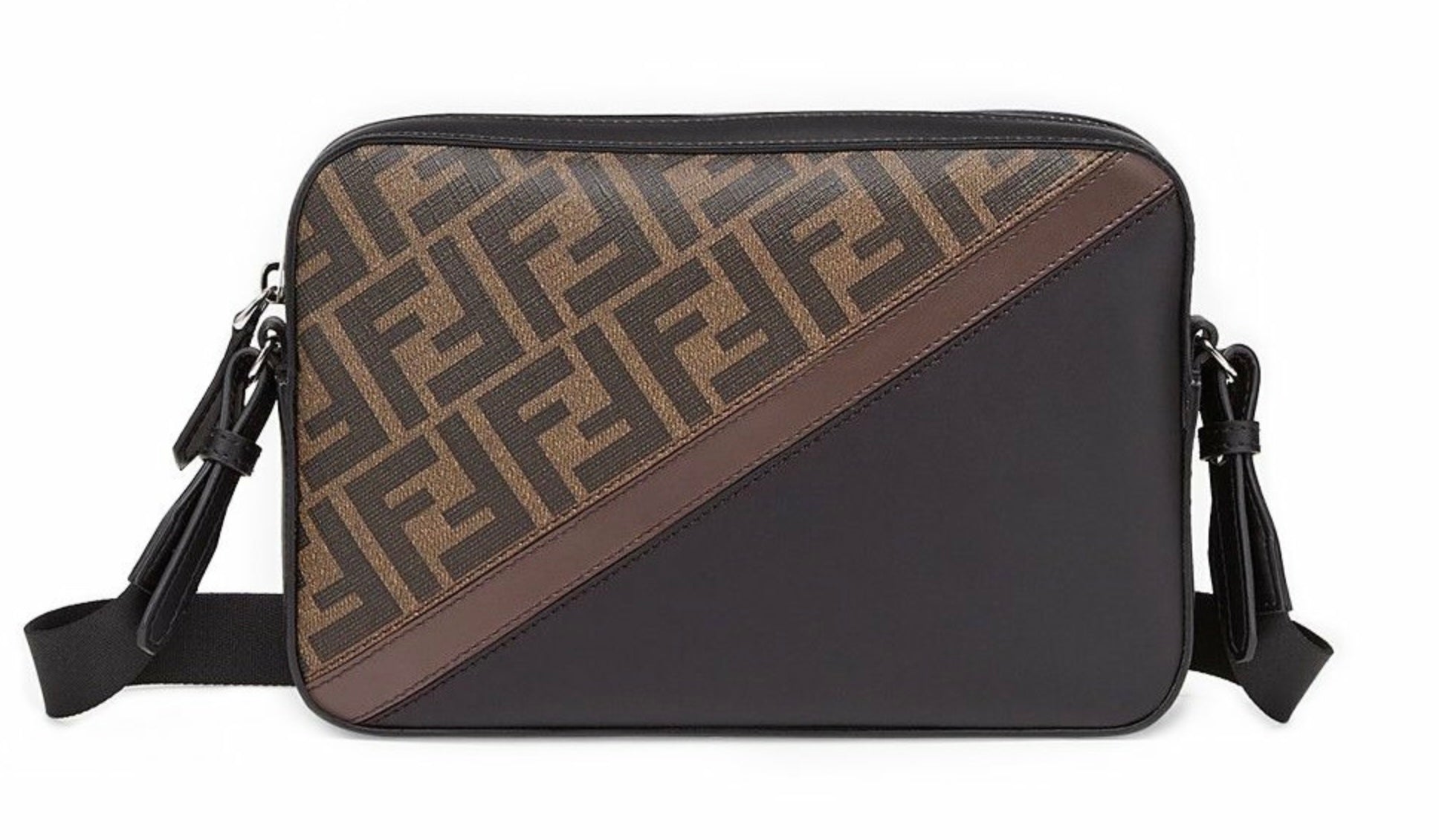 FENDI ZUCCA COATED CANVAS & LEATHER CAMERA BAG