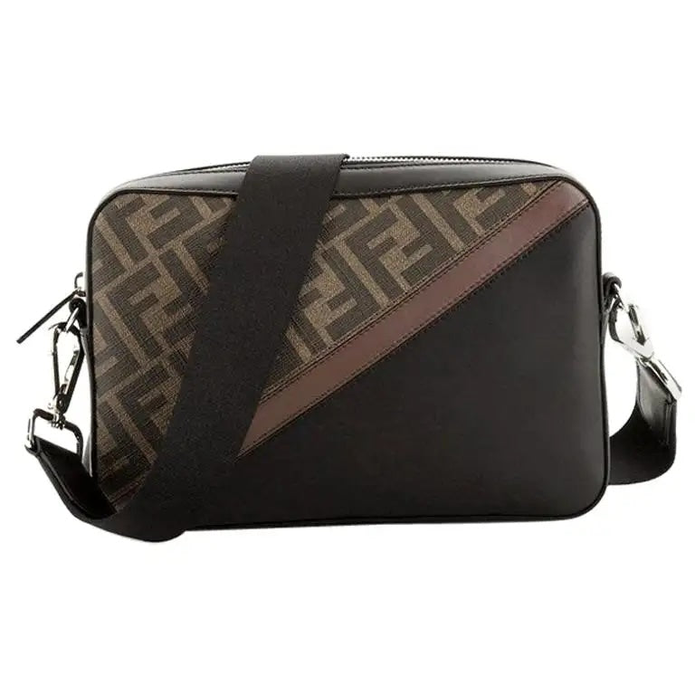 FENDI ZUCCA COATED CANVAS & LEATHER CAMERA BAG