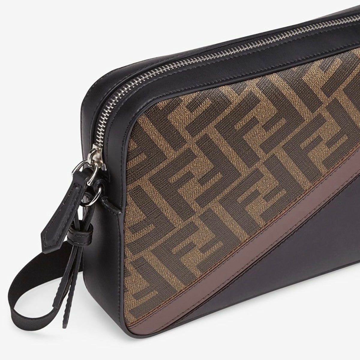 FENDI ZUCCA COATED CANVAS & LEATHER CAMERA BAG