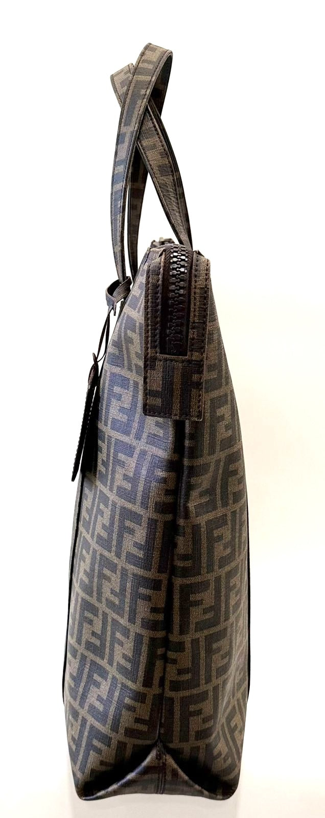 FENDI ZUCCA COATED CANVAS VERTICAL TOTE BAG